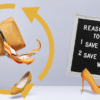 Graphic of clothing with recycle symbol and sign describing reasons to thrift.